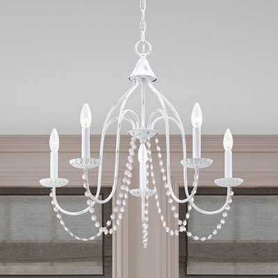 Elegant Antique White 5-Light Crystal Chandelier