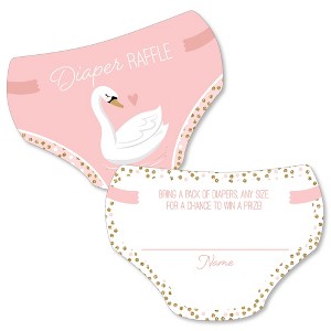 Big Dot of Happiness Swan Soiree - Diaper Shaped Raffle Ticket Inserts - White Swan Baby Shower Activities - Diaper Raffle Game - Set of 24 - 1 of 4