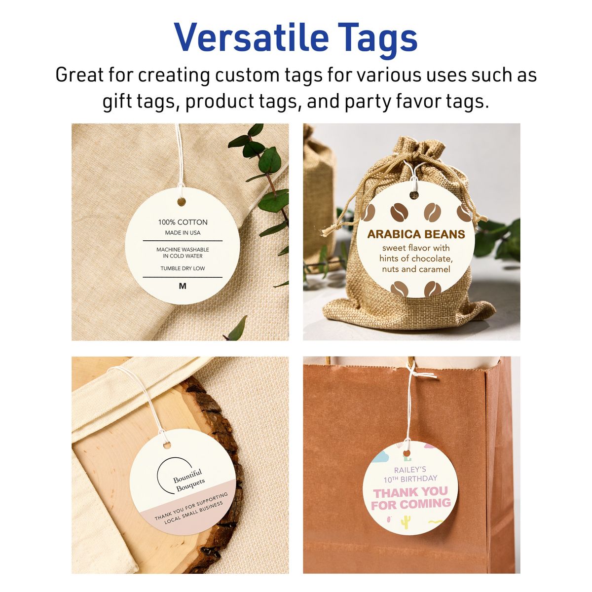 3" Diameter Round, Matte Ivory Printable Tags - thumbnail 3