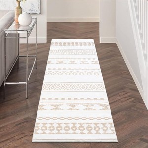 2x8 Hallway Runner Rug, Washable Kitchen Runner, Non-Slip, Geometric Boho Design, Stain-Resistant Moroccan Style Rug for Kitchen and Living Room - 1 of 4