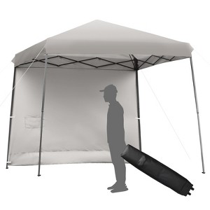 Tangkula 10x10 ft Pop up Canopy Tent One Person Set-up Instant Shelter with Central Lock W/ Roll-up Side Wall - 1 of 4