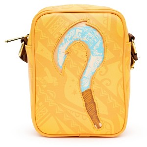 Disney Bag, Cross Body, Moana Maui Glow in the Dark Fish Hook and Pose, Orange, Vegan Leather - 1 of 4