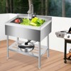 Stainless Steel Utility Sink with Faucet, Single Bowl Kitchen Sink with Adjustable Legs, Storage Shelf,S-Hooks & Hot Cold Water Pipes,Laundry,Garage - 2 of 4