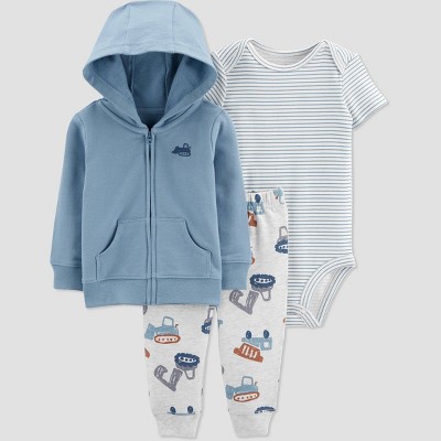 Image of Carter's Just One You® Baby Boys' Construction Top & Bottom Set - Blue 3M