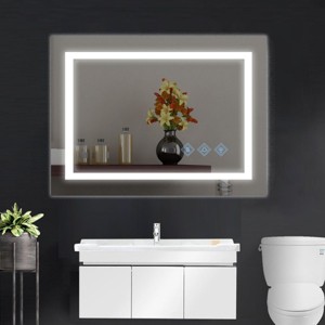 LED Bathroom Mirror,Gradient Front and Backlit,3 Colors Dimmable,IP54 Enhanced Anti-Fog,Hanging Plates Wall Mount Lighted Mirror-The Pop Home - 1 of 4