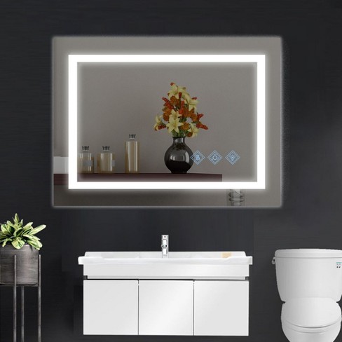 32 X 24 Led Bathroom Mirror,3000k-6000k Gradient Front And Backlit,3 ...