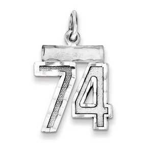 Black Bow Jewelry Sterling Silver, Varsity Collection, Small D/C Pendant, Number 74 - 1 of 4