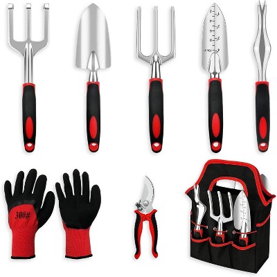 attop 8 Pieces Aluminum Heavy Duty Gardening Kit with Ergonomic Handles