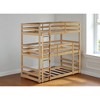 Triple Twin Bunk Bed with Two Ladders & Guardrails, Solid Rubberwood Frame, Detachable into 3 Twin Beds, No Box Spring Needed - 4 of 4