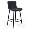 Sapphtopaz Modern Bar Stools Set of 2 with PU Tufted Backrest Upholstered Dining Chairs with Metal Legs & Footrest Barstools for Kitchen Island - 2 of 4