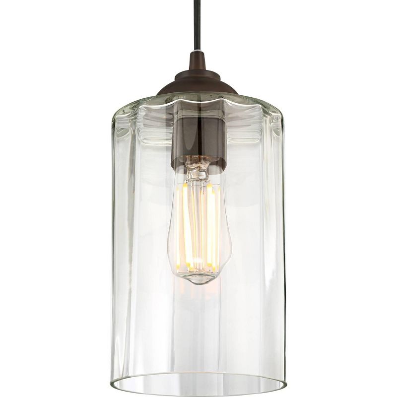 Possini Euro Design Bronze Mini Pendant 5 1/4" Wide Modern LED Clear Glass Cylinder Shade for Dining Room Living House Kitchen Island High Ceilings, 3 of 7