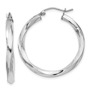 Black Bow Jewelry 3mm, Sterling Silver, Twisted Round Hoop Earrings, 30mm Dia.(1 1/8 In) - 1 of 4