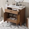 VYNXARIA 36" Rattan Bathroom Vanity with Ceramic Sink, Modern Bathroom Sink Cabinet, Free-standing Bathroom Vanity, Brown - 2 of 4