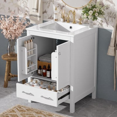 Grungis Bathroom Vanity with Single Combination Under Counter Sink and Soft Closure,Bathroom Storage Cabinet with 2 Doors and a Drawer