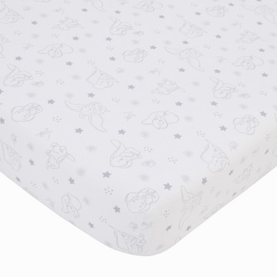 Disney Dumbo - Shine Bright Little Star Gray and White Fitted Crib Sheet