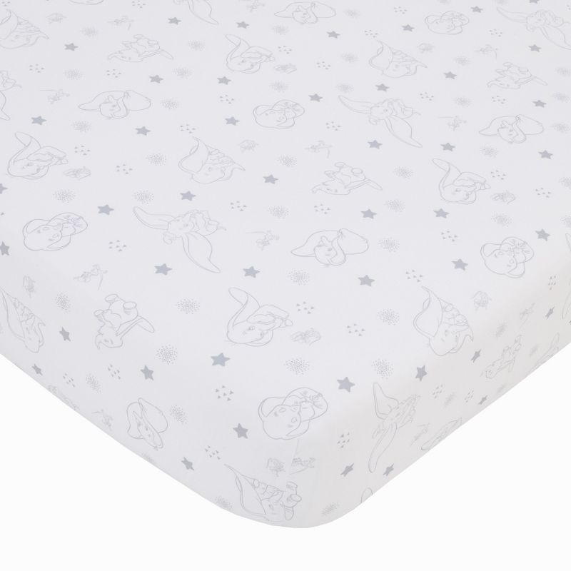 Disney Dumbo - Shine Bright Little Star Gray and White Fitted Crib Sheet, 1 of 3