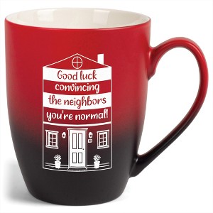 Elanze Designs 12 Ounce Ceramic Decorative Laser Engraved Giftable Novelty Tea Coffee Cup Mug Red and Black Good luck convincing the neighbors - 1 of 4