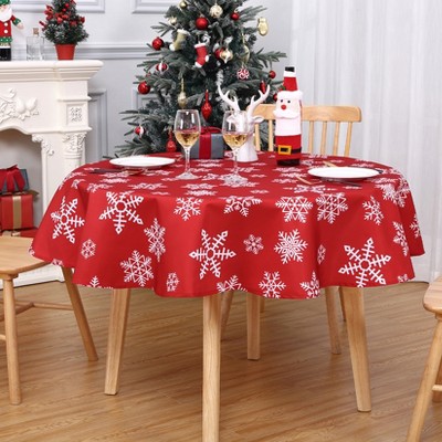 Oxford Fabric Printed Waterproof Tablecloth - Snowflake Design, Durable, Stain Resistant, Easy to Clean, Water Resistant