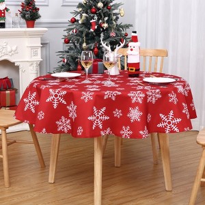Oxford Fabric Printed Waterproof Tablecloth - Snowflake Design, Durable, Stain Resistant, Easy to Clean, Water Resistant - 1 of 4