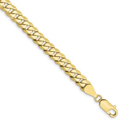 Black Bow Jewelry 5.75mm 10k Yellow Gold Flat Beveled Curb Chain Bracelet