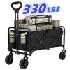 Swtroom Collapsible Black Folding Camp Wagon with Wheels for Shopping Camping Beach - 2 of 4