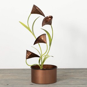 32"H Sullivans Cala Lily Water Fountain, Copper - 1 of 4