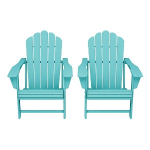 WestinTrends Highland Outdoor Patio HDPE Adirondack Chairs With Cup Holders (Set of 2) - 1 of 4