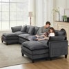 Modular Sectional Sofa,Corduroy Cloud Couch with Movable Ottoman & Throw Pillows, Modern L/U-Shaped Sofa,Comfy Deep Seat Couch for Living Rooms - 2 of 4