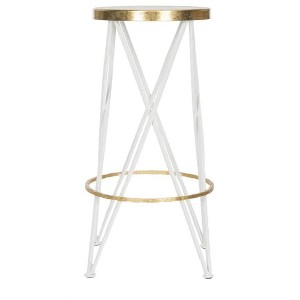 Hester Bar Stool - White/Gold - Safavieh - 1 of 4