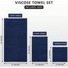8 Piece Luxury Towel Set, 2 Bath, 2 Hand, 4 Wash Cloths, 600 GSM Ring Spun Cotton, Navy - 2 of 4