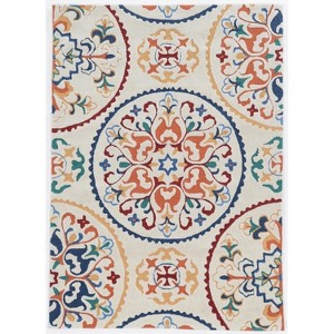 HomeStock Trio Rondels Ivory & Multi 5x7, Transitional, Hand Tufted - 1 of 4