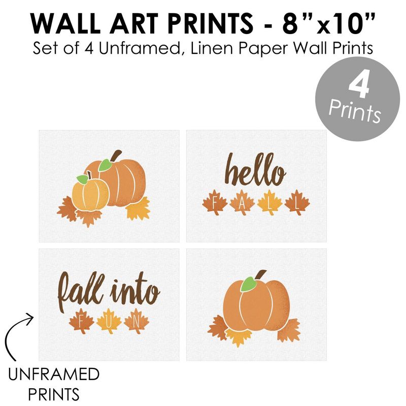 Big Dot of Happiness Pumpkin Patch - Unframed Fall, Halloween or Thanksgiving Linen Paper Wall Art - Set of 4 - Artisms - 8 x 10 inches, 4 of 7