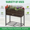 YONWAY Raised Garden Bed, Elevated Planter Box with Rattan Wicker Look, Tool Storage Shelf, Portable Design for Herbs, Vegetables, Flowers, Brown - 4 of 4
