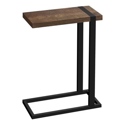 Monarch Specialties Accent Table C-Shaped End Side Snack Living Room Bedroom Metal Laminate Brown Black Contemporary Modern