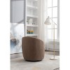 Brown Teddy Fabric Swivel Armchair Bucket Chair with Black Powder Coating - 4 of 4