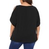Agnes Orinda Women's Plus Size Round Neck Cold Shoulder Short Sleeve Summer Casual Blouse - 4 of 4