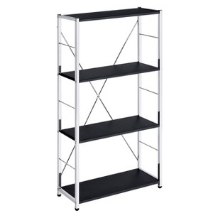 TOAOTBNBO Wide Bookcase with X-shape Cross Bar Design, 4-Tier Storage Bookshelves for Home Modern Corner Book Shelf for Decoration, Black - 1 of 4