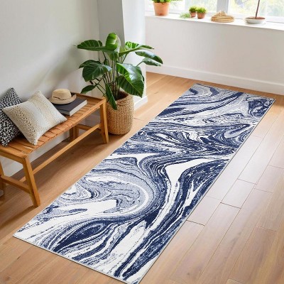 Washable Abstract Runner Rug, Non-Slip Stain-Resistant Carpet for Hallway Kitchen Bedroom Entryway Bathroom