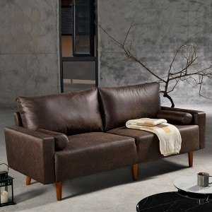 XIZZI Modern Compact 2-Seater Sofa for Small Spaces - Soft Polyester Fabric, Sponge & Plush Filling, Solid Wood Frame Loveseat in Multiple Colors - 1 of 4