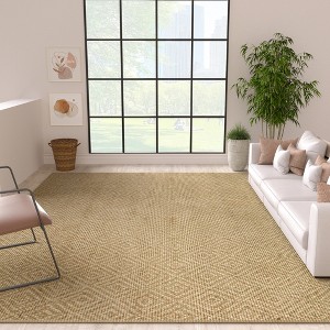 Maxax Jute Door Mat，Hand Woven Area Rug, Boho Rustic Style, Natural Fiber Jute Rug Diamond Stripe for Entryway and Hallway - 1 of 4