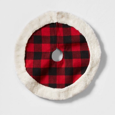 Mini 18" Buffalo Plaid Christmas Tree Skirt Red/Cream - Wondershop™