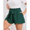 Womens Plus Size Paperbag Shorts Dressy Summer Elastic Waist Wide Leg Flowy Comfy Lounge Shorts - 3 of 4