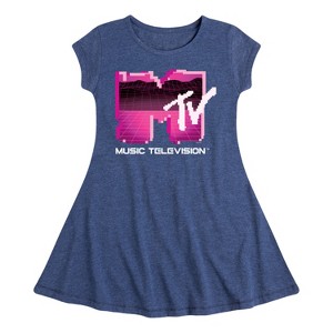 Girls' - MTV - Retro Gamer Logo Fit & Flair Cap Sleeve Dress - 1 of 2