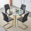5-Piece Dining Set with Glass Table and 4 PU Armless Chairs - 2 of 4