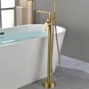 Cobbe Single Handle Freestanding Floor Standing Tub Faucet with Swivel Spout, Handheld Showerhead and 59-Inch Hose Shower Faucet Brushed Gold - 2 of 4