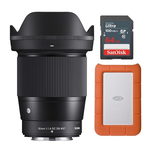 Sigma 16mm F1.4 Contemporary DC DN Lens for Fuji X Mount with Hard Drive  Bundle