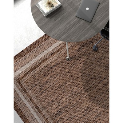 Brown Synthetic Rectangular Outdoor Easy Care Rug, 9' x 12'