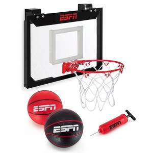 ESPN Mini Basketball Hoop, Over The Door Basketball Hoop Includes 2 Mini Basketballs and Pump – Black (ES-BK222.EEV24) - 1 of 4