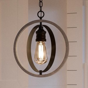 Urban Ambiance Luxury Vintage Pendant,  14"H x 12"W,  Charcoal Finish, UHP2214 - 1 of 4