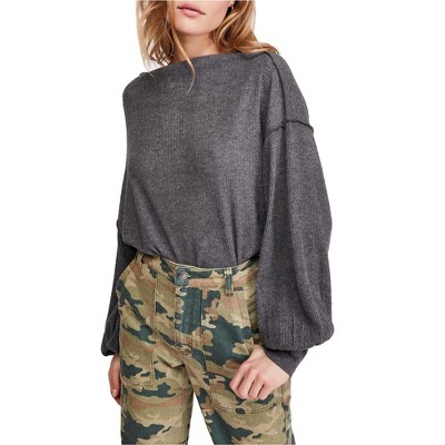 Free People Womens Wide Neck Pullover Sweater